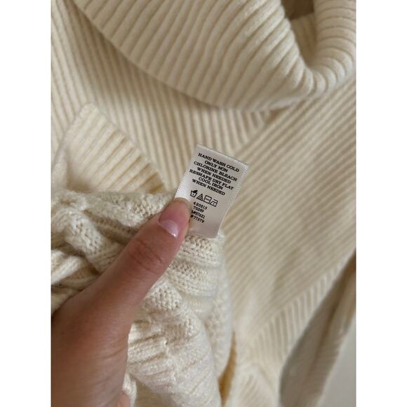 Ann Taylor Sweater Women's Small Cream Alpaca Wool Blend Turtleneck Heavy Knit - Picture 8 of 8